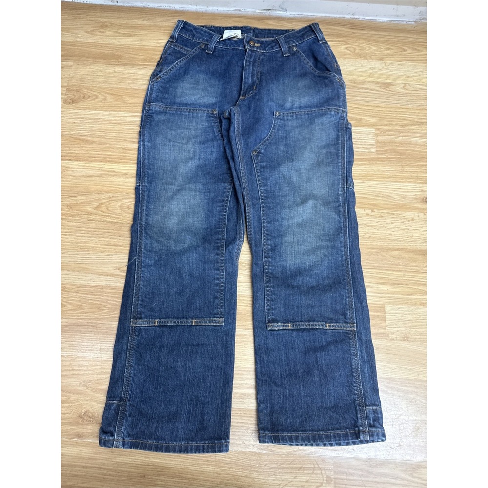 Carhartt WB003 IND Womens Double Front Dungaree Jeans Dark Wash Indigo 27x25